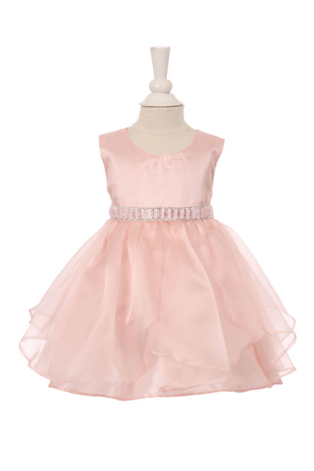 Blush elegant and cute cascade layers organza taffeta dress with detachable rhinestone belt Blush elegant and cute cascade layers organza taffeta dress with detachable rhinestone belt